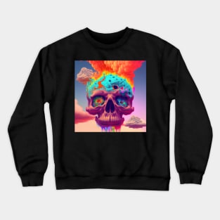 Skull Colorful Clouds Crewneck Sweatshirt